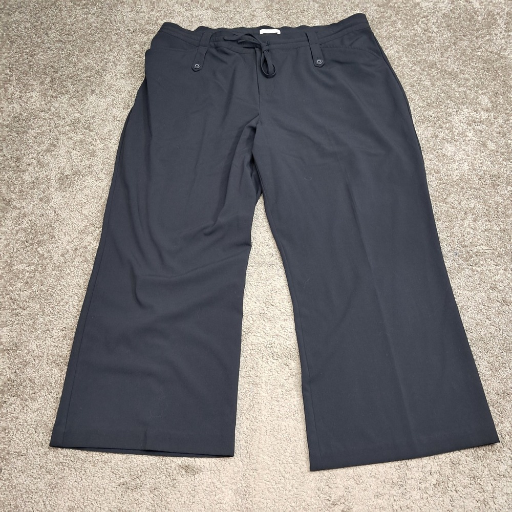 CJ Banks Women 18W Navy Blue Stretch Wide Leg Drawstring Trousers 07242-6839